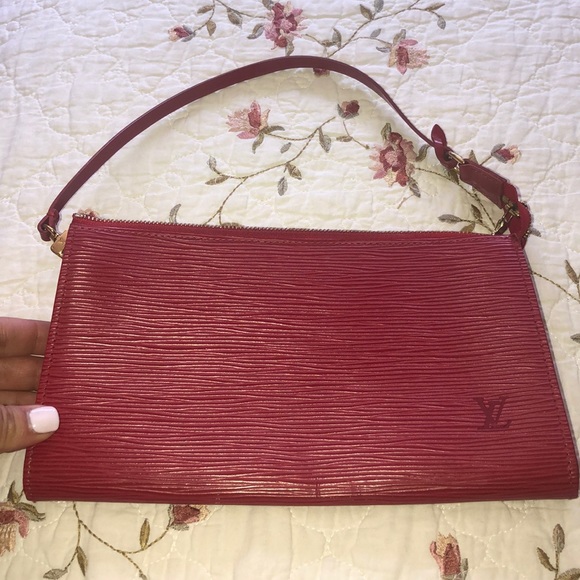 Authentic Epi Louis Vuitton red clutch vintage